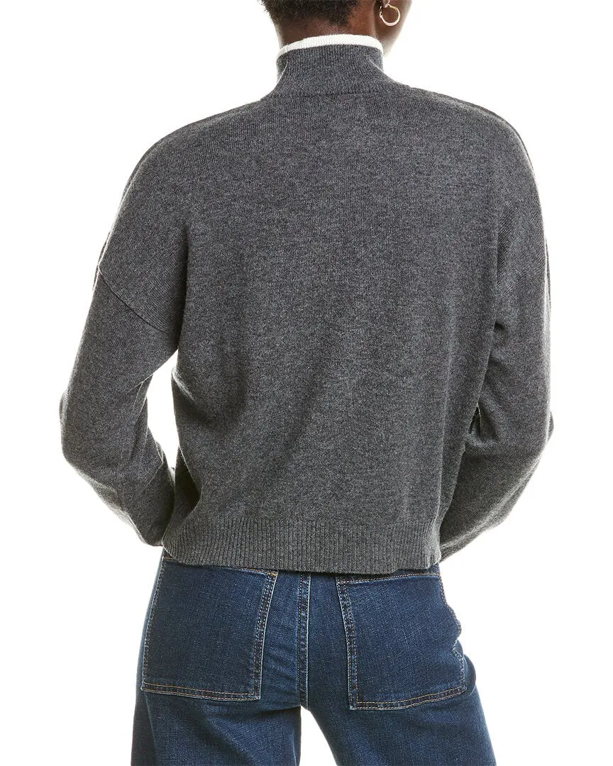 Brodie Cashmere Wool & Cashmere-Blend Lurex Bow Mock Neck Jumper