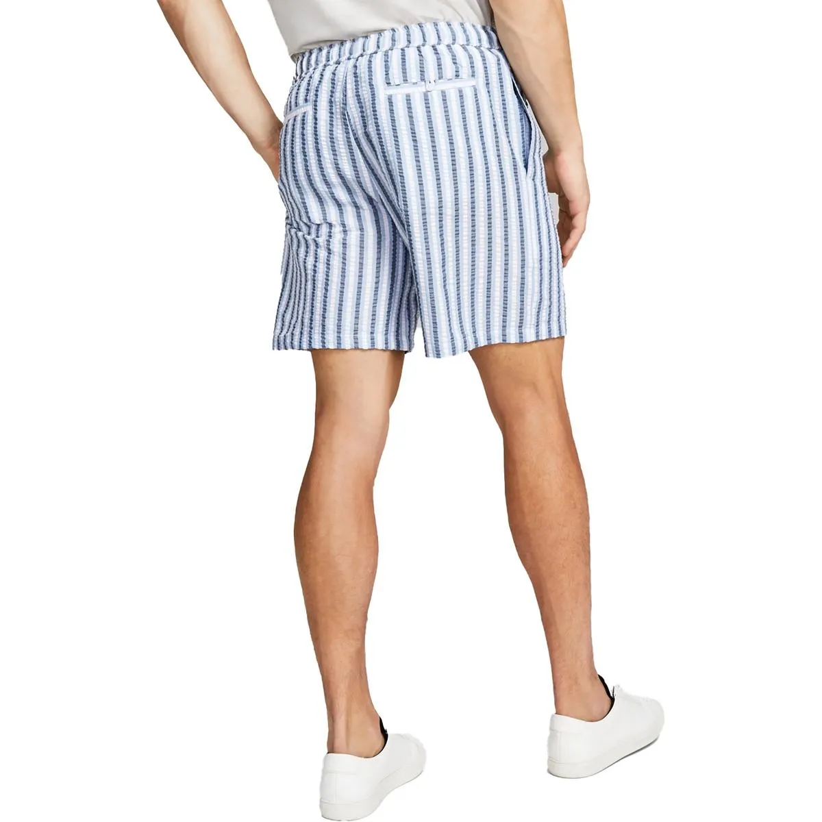 Mens Textured Striped Casual Shorts